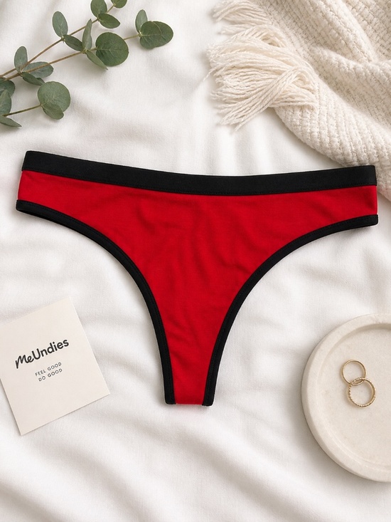 MeUndies Other - NWOT MeUndies Red MicroModal Thong Black Trim Soft Stretch Panty L